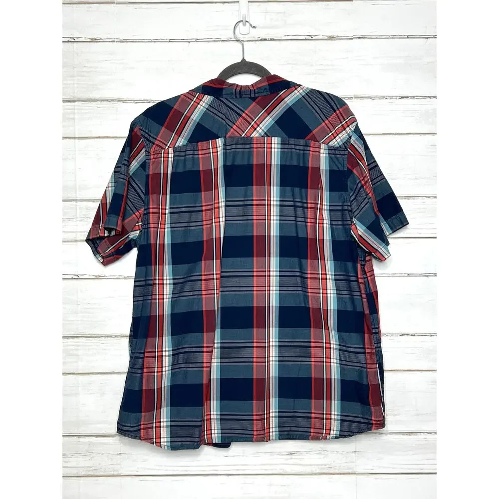 The North Face Plaid Button Down Shirt XL Short Sleeve Cotton Outdoor Casual